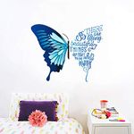 Decal O Decal' Blue Butterfly with Motivational Quotes ' Wall Stickers