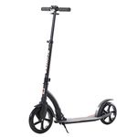 HOMCOM Teens Adult Kick Scooter w/Shock Absorption Mechanism Foldable Adjustable Height Aluminium Frame Ride On Toy for 14+ - Black