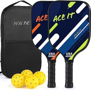 NXONE Pickleball Paddles, USAPA Approved Fiberglass Pickleball Paddles Set of 2, Pickleball Set with 4 Pickleball Balls and Pickleball Bag, Pickleball Paddle for Men Women