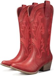 HISEA Rollda Cowboy Boots for Women, Cowgirl Boots, Comfortable Western Boots with Pointed Toe Stitched Embroidery for Country Concert Dancing Wedding Traveling Daily Outfits