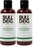 Bulldog Skincare Original Beard Shampoo & Conditioner, Men's Grooming, Beard Moisturiser for Softer, Supple Beards, 200ml (Pack of 2)