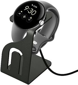 kwmobile Câble USB Compatible avec Google Pixel Watch - Chargeur Smart Watch avec Support - Chargeur Fitness Tracker Montre connectée - Noir