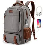 Tzowla Canvas Laptop Backpack Men,Bag for Women,School Travel College Work Rucksack Fits 17.3 Inch Laptop,Bookbag with USB Charging Port,Khaki