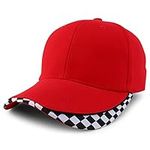 Armycrew Racing Flag Designed Bill Structured Baseball Cap, Red, One Size