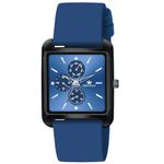 CRESTELLO Blue Silicone Strap Analog Wrist Watch for Men (Blue Dial) | CR-G032SLC-BLU