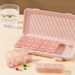 Pill Organizer 3 Times A Day, GLAMFORT Weekly Pill Box, Large Daily Medicine Organizer with 21 Copartments to Hold Vitamins, Fish Oil, Supplements, Pink