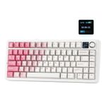 EPOMAKER X Aula F75 MAX Wireless Mechanical Keyboard with TFT Screen and Knob, Gasket Keyboard in 75% US Layout, Hot Swappable Gaming Keyboard for PC/Mac/Linux (White Pink, Reaper Switch)