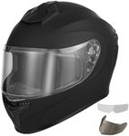 Favoto Full Face Motorcycle Helmet with 2 Visors and Anti-fog Film, DOT Approved Street Bike Helmet for Adult Men Women (Black, Medium)