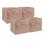 DII CAMZ38928 Non-Woven Fabric Storage Bins with Removable Bottom, 11" x 11" x 11", Pink/Gold Dots, 4 Piece