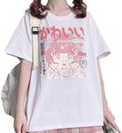 Pastel Goth Japanese Fashion Kawaii Clothes Soft Cotton Comic Print Girl's World T-Shirt S White