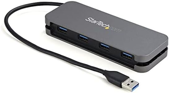 StarTech.com Hub USB 3.0 a 4 porte da USB-A a 4x USB-A, 5Gbps portatile, USB alimentato via bus con cavo integrato 28cm (HB30AM4AB)