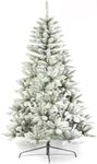 Neo 7ft Scandinavian Tips Spruce Fir Tree Artificial Christmas Tree Xmas Realistic Branches Green Natural Branches with Solid Metal Legs (Snow Flocked)