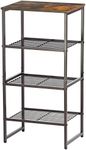 GEORIS Printer Stand Holder 4 Tier - Heavy Duty Metal Shelving Unit for Printer Shelf Office Organizer, Industrial Printer Side Table with Wood Desk for Scanner Fax Machine, Bronze