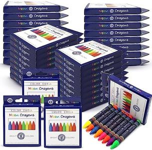 Color Swell Neon Bulk Crayons Packs - 36 Boxes (288 total crayon) of Teacher Quality Durable Classroom Packs for Kids Students Party Favors