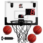 Indoor Basketball Hoop, CYFIE Mini Door Basketball Hoop Over The Door Backboard Rim with Scoreboard and Sounds for Kids Boys Gifts, 3 Balls