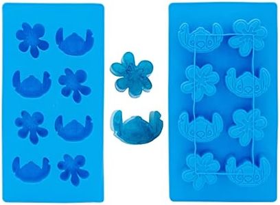 Silver Buffalo Disney Lilo and Stitch Ice Cube Tray Featuring Stitch and Tropical Flowers, Produces 8 Ice Cubes