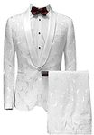 White Shawl Lapel Men's Suits 2 Pc One Button Groom Tuxedos Wedding Suits Party Suits White 44 Chest / 38 Waist