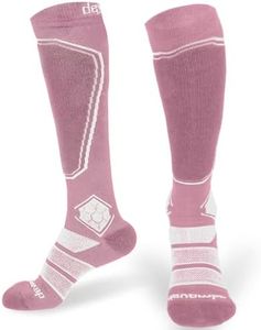 devembr Merino Wool Ski Socks for Men and Women, High Performance Snowboarding Socks - Size S, Light Pink