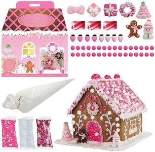 Bakery Bling Glittery Pink Dreamland Gingerbread Insta-House™ Kit Pre-Baked Gingerbread, Quick-Dry Icing, Glittery Sugar, Edible Decorations, Easy Assembly - Nut & Dairy Free