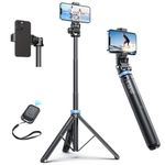 Kaiess 62" Tripod for iPhone, Selfie Stick Tripod & Phone Tripod Stand with Remote, Cell Phone Tripod for iPhone, Extendable Travel Tripod Compatible with iPhone 14/13/12 Pro Max/Android