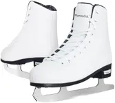 MammyGol Classic Ice Figure Skates for Womens/Misses/Girls Lace up with Stainless Steel Blade Light Support Ice Figure Skates in White Color