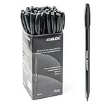 Eziglide Ballpoint Black Pens, Pack of 50, Smooth Writing Action - Medium Point (1.0mm) Black coloured Ball Point Pen; Ideal for School, Work, Home stationary supplies