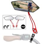 Bike Mirror, [2 PCS]Diyife HD Wide Angle Large Bicycle Rear View Mirror, 360°Adjustable Explosion-Proof Bicycle Mirrors for Handlebar 22-25mm, Shockproof for Mountain Road Bike Scooter Motocycle(Red)