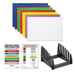 Hygiplas Colour Coded Low Density Chopping Board Set with Rack & Wall Chart 7 Piece, CH041