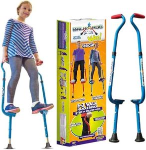 Geospace Adjustable Walkaroo Steel Wee Balance Stilts for Kids - Indoor/Outdoor Play, Exercise, Steel Stilts for Kids- Up to 120 lbs, Height Adjustable Walking Stilts, Kids Stilts -Blue