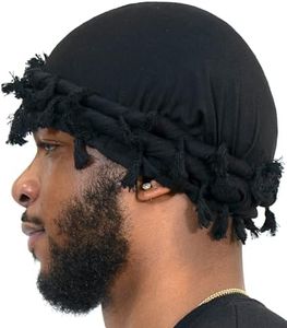 Superior Halo Turban Silk Satin Lined Head Wrap, Pre-Tied Tassel Turban for Men & Women, Turban Durag Wave Cap (Black)