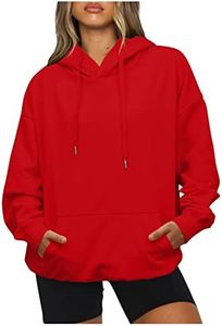 CUCUHAM Red Graphic Hoodie - Women's Christmas Sweatshirt with Pockets - Medium Dc-Red