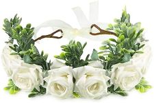 Honoson Dog Wedding Flower Collar Dog Wedding Attire Wreath Bow, for Weddings Flower Ring Pets Cats and Dog, Pet Photo Prop (Large, White, Elegant)