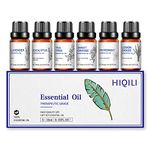 HIQILI Classical Essential Oils Set, Pure Essential Oil, Lavender Tea Tree Eucalyptus Peppermint Orange Lemongrass for Diffusers Home Humidifier Candle Soap Making -6x10mL