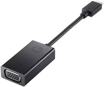 HP Adaptador de Monitor de USB-C a VGA (Compatible con Portátiles, Tabletas, TV y Proyector), Color Negro