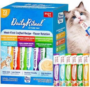 IFELLO PET High-Meat Lickable Cat Treats, Variety Pack – Real Chicken & Seafood – Smooth Creamy Purée – Grain-Free (72, Chicken Mix)