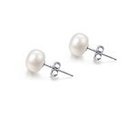 Small 6MM White Real Pearl Earrings 925 Sterling Silver Button Freshwater Cultured Pearl Stud Earrings