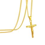 murtoo necklace for men, cross necklace, Gold necklace, cross pendant necklace, stainless steel necklace, cuban chain necklace, gift for men (Gold, 20''+2'')