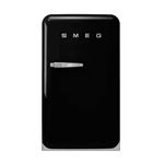 Smeg FAB10 Refrigerator, 50's Retro Style, 4.48 cu.ft. Capacity, 97 cm Height, 2 Glass Shelves, Automatic Defrost, LED Internal Light, Right Hand Hinge, Black, FAB10URBL3