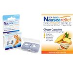 Sea-Band Motion Sickness and Nausea Relief, Ginger Capsules and Acupressure Wristbands Bundle, (1 Pair of Adult Grey, 1 Pack of Ginger Capsules)