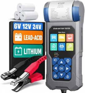 Car Battery Tester with Printer VDIAGTOOL BT600, 6V 12V 24V Automotive Load Tester for Lead-Acid & Lithium, Auto Alternator Starter Charging System Analyzer for Car Truck Motorcycle (3 Paper Rolls)