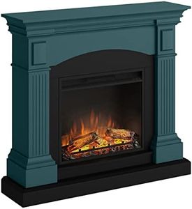 TAGU Magna Cheminée électrique avec Chauffage, 1500W, Programmable sur 7 Jours, Thermostat numérique, Télécommande (Turquoise Douce)