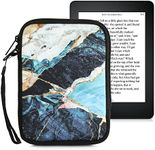 kwmobile Neoprene e-Reader Pouch Size 6" eReader - Universal eBook Sleeve Case with Zipper, Wrist Strap - Gold/White/Blue