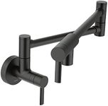 Moen Matte Black Modern Wall Mount Folding Swing Arm Pot Filler, Double Jointed Kitchen Stove Faucet, S665BL