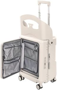 Lavoker 20" Ride-On Luggage with Child Seat, Hardside Carry-On Suitcase with Front Access Shockproof Silent Spinner Wheels, TSA Lock, Charging Port for Kids & Adults & Busy Moms
