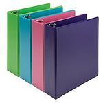 Samsill Plant Based Durable 3 Inch 3 Ring Binders, Made in The USA, Fashion Clear View Binders, Up to 25% Plant Based Plastic, Assorted 4 Pack (MP48689)