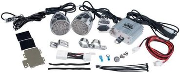 Pyle PLMCA61 600-Watt Motorcycle/ATV Amplifier with Dual Handle-Bar Mount Weatherproof Speakers, MP3/iPod Input, USB Charger - Set of 2