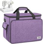 JJRING Sewing Machine Carrying Case, Portable Sewing Machine Bag with Shoulder Strap, Heavy Duty Sewing Machine Tote Suitable for Standard Sewing Machines, Purple