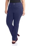 Rekucci Curvy Woman Secret Figure Knit Plus Size Straight Pant w/Tummy Control (24W,Navy)