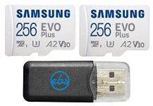 Samsung Evo Plus 256GB MicroSD Memory Card (2 Pack) Works with GoPro Hero 9 Black (Hero9) 4K UHD, UHS-I, U1, Class 10, SDXC (MB-MC256KA) Bundle with (1) Everything But Stromboli Micro Card Reader