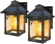 Solar Lanterns Wall Lights Outdoor with 3 Modes, Solar Shed Porch Garage Patio Barn Lights Dusk to Dawn, Outdoor Solar Wall Sconce Fixtures LED Lamp Motion Lights, IP65 Waterproof, for Fence, Yard